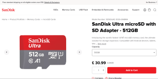 2× 512GB SanDisk Ultra microSD + Adapters – £49.60