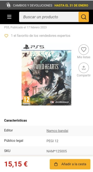 Wild Hearts PlayStation 5 por 15,15€ (socios)