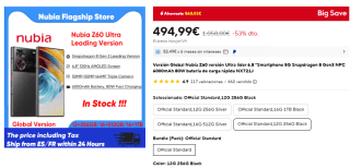 Nubia Z60 Ultra 5G de 12GB/256GB por 494,99€