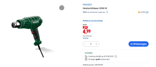 PARKSIDE® Heteluchtblazer 2000 W voor €4,99 in de Lidl webshop