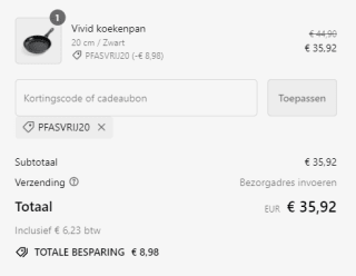 20% korting op alle bakpannen van BK