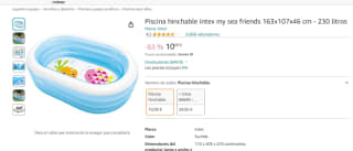 Piscina hinchable intex - My Sea Friends 163x107x46 cm por 10€