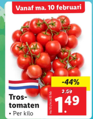 1 KG Trostomaat voor €1,49 bij de Lidl