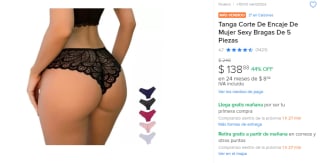 5 Pack Tanga Corte Encaje de Mujer Sexy Bragas por $139 en Mercado Libre