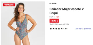 Bañador Mujer escote V Caqui Olaian por 11.99€