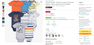 Pack de 8 Onesies Brand Body para Bebés 12 Meses por $351 en Amazon