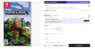 Juego Nintendo Switch Minecraft por 25.49€ (Cuenta Nueva 15.49€)