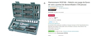 Mannesmann M29166 Maletín juego de llaves de vaso y puntas 130 piezas por 19,76€