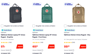 Tot 55% korting op Fjallraven rugzakken bij Bol