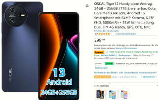 Oscal tiger12 2024 Smartphone 24+256gb voor €162,79 dmv code bij Amazon