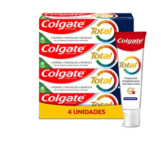 Pasta Colgate Total Blanqueador de dientes blanqueante con Ingredientes Antibacteriano 4 Unidades de 75ml por 5,98€