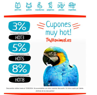 Descuentos de -8%, -5% y -3% en Todo animal