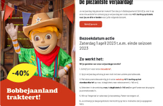 40% korting op max. 4 tickets voor Bobbejaanland op je verjaardag