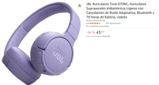 Auriculares inalámbricos JBL Tune 670NC por 43,97€