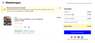 3+1 gratis op LEGO minifiguren en F1 raceauto bij Bol.