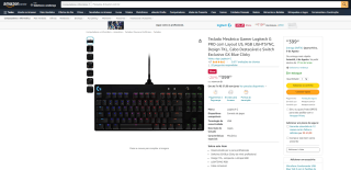 Teclado Gamer da Logitech, modelo G PRO RGB - R$ 399