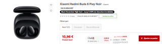 Xiaomi Redmi Buds 6 Play Noir à 10,96€