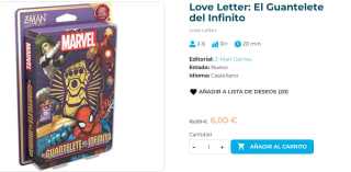 Juego de mesa Love Letter - El Guantelete del Infinito por 6€
