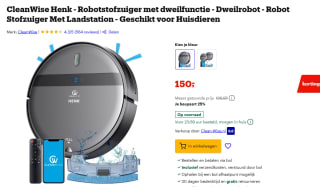 CleanWise Henk - Robotstofzuiger met dweilfunctie voor €150 bij Bol
