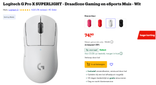 Logitech-G Pro X Superlight Wit muis voor €74,90 bij Bol.