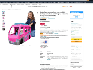 Barbie Supercaravana Dreamcamper 2022 Coche para muñecas con tobogán y Accesorios de Juguete(Mattel HCD46) por 54,99€