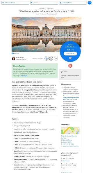 Burdeos para 2 personas noche desde 79€.