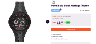 Puma horloge zwart voor €19,95 bij iBOOD