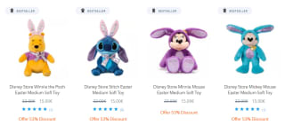 4 Paas Disney knuffels voor €15 per stuk via Disney Store