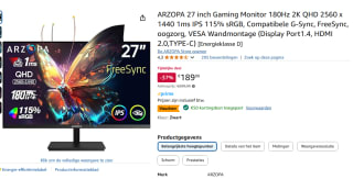 ARZOPA M1RC-27" 180Hz 2K QHD Gaming Monitor voor €139,99 bij Amazon