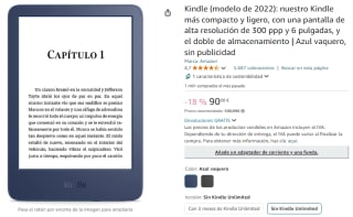 eBook Kindle (modelo de 2022) por 90,08€