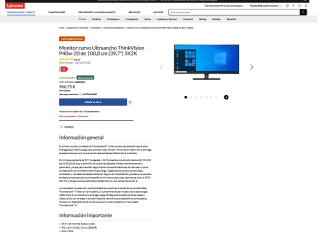 Lenovo ThinkVision P40w-20 40" IPS 5120 x 2160 75Hz por 966,75€