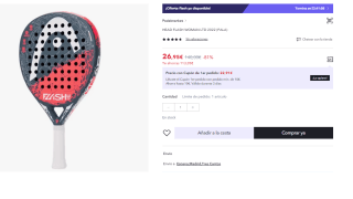 Pala de Padel Head Flash Woman LTD 2022 por 26.95€ (Cuenta Nueva 13.47€)