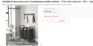 SONGMICS home Wasmand met 3 afneembare stoffen zakken voor €19,99 bij Ochama