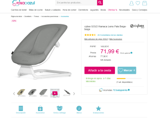 Hamaca para bebé Cybex GOLD Lemo Pale por 71,99€