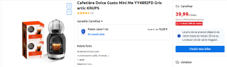 Pack Cafetière Dolce Gusto Mini Me Krups YY4892FD à 39,99€