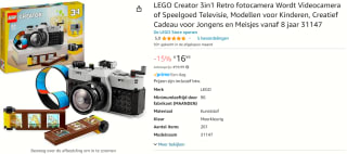 LEGO Creator 3-in-1 retro fotocamera voor €16,99 bij Amazon