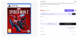Juego Marvel's Spider-Man 2 Playstation 5 , en preventa 20/1072023 por 57,60€