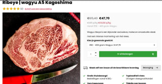Ribeye | wagyu A5 Kagoshima 350 -400 gr voor €47,70 bij Inamood