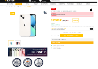 Apple iphone 13 128GB por solo 629€