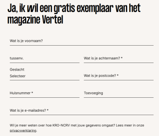 Gratis exemplaar magazine Vertel van KRO-NCRV