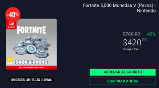 Fortnite 5,000 Monedas V por $420 en Claners