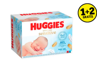 1+2 gratis op Huggies Extra Care Sensitive Babydoekjes 8 x 56 stuks bij Kruidvat
