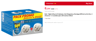 Raid Night & Day Aparato electrico anti moscas y mosquitos, 2 Difusor + 2 Recambio por 6,29€