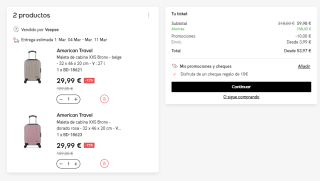 Oferta hasta 75% + 10€ EXTRA descuento Maletas American Travel