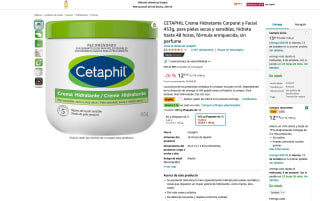 CETAPHIL Crema Hidratante Corporal y Facial 453g para pieles secas y sensibles por solo 9,75€