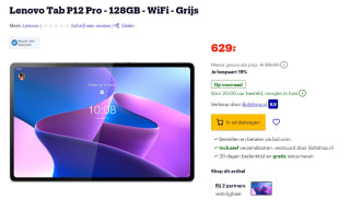 Lenovo Tab P12 Pro - 128GB - WiFi - voor €629 bij Bol.com