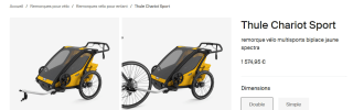 Remorque vélo multisports biplace jaune spectra à 1574,95€