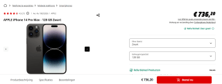 Apple iPhone 14 Pro Max, 128GB opslag Zwart voor €799 bij de Mediamarkt