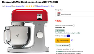 KENWOOD keukenmachine kMix KMX750RD voor €199 bij Bol