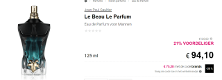 Le Beau Le Parfum 125ml voor €75,28 bij Notino